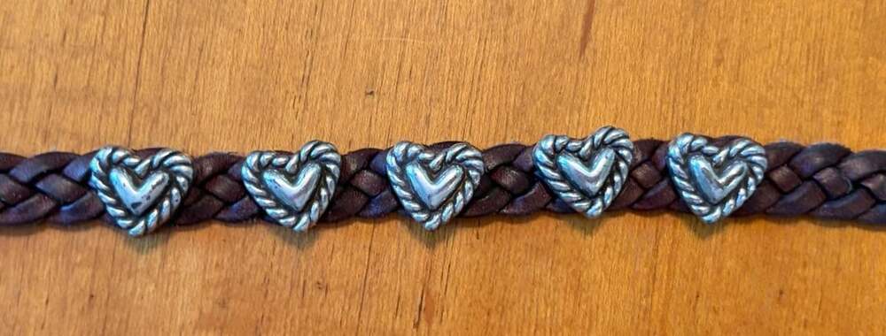 Vintage 1994 Brighton Brown Braided Leather Heart Bracelet Western Boho